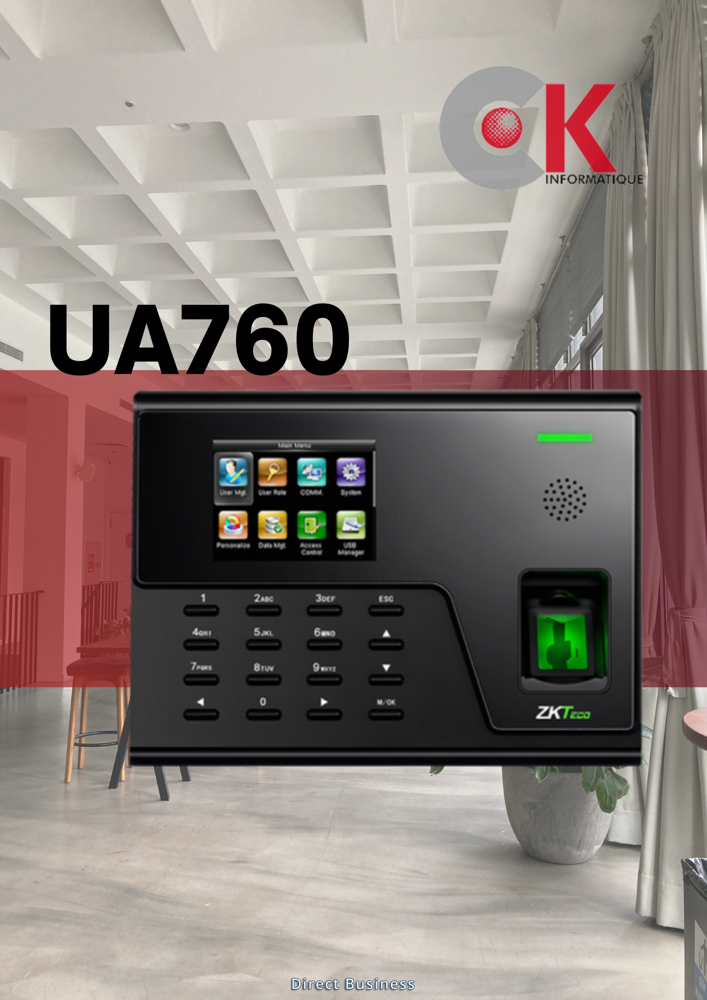 Pointeuse biométrique d'empreintes digitales UA760