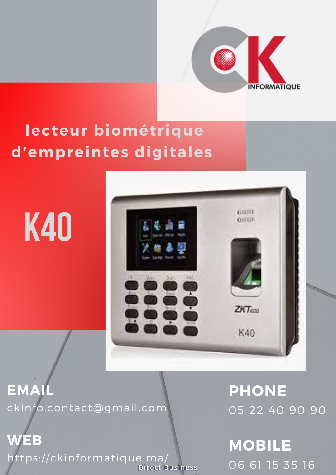 Pointeuse Biométrique K40