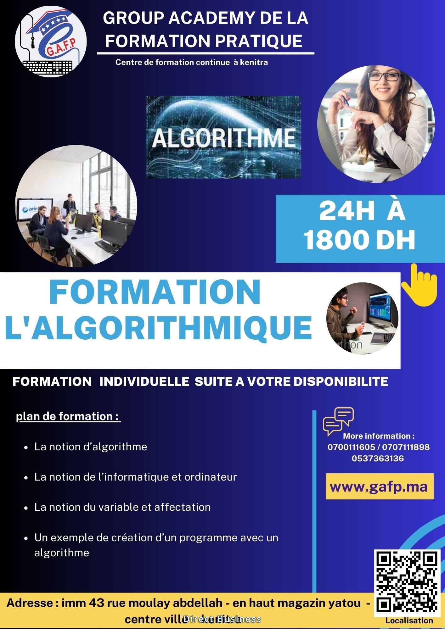 FORMATION   algorithmes informatique   à  Kenitra