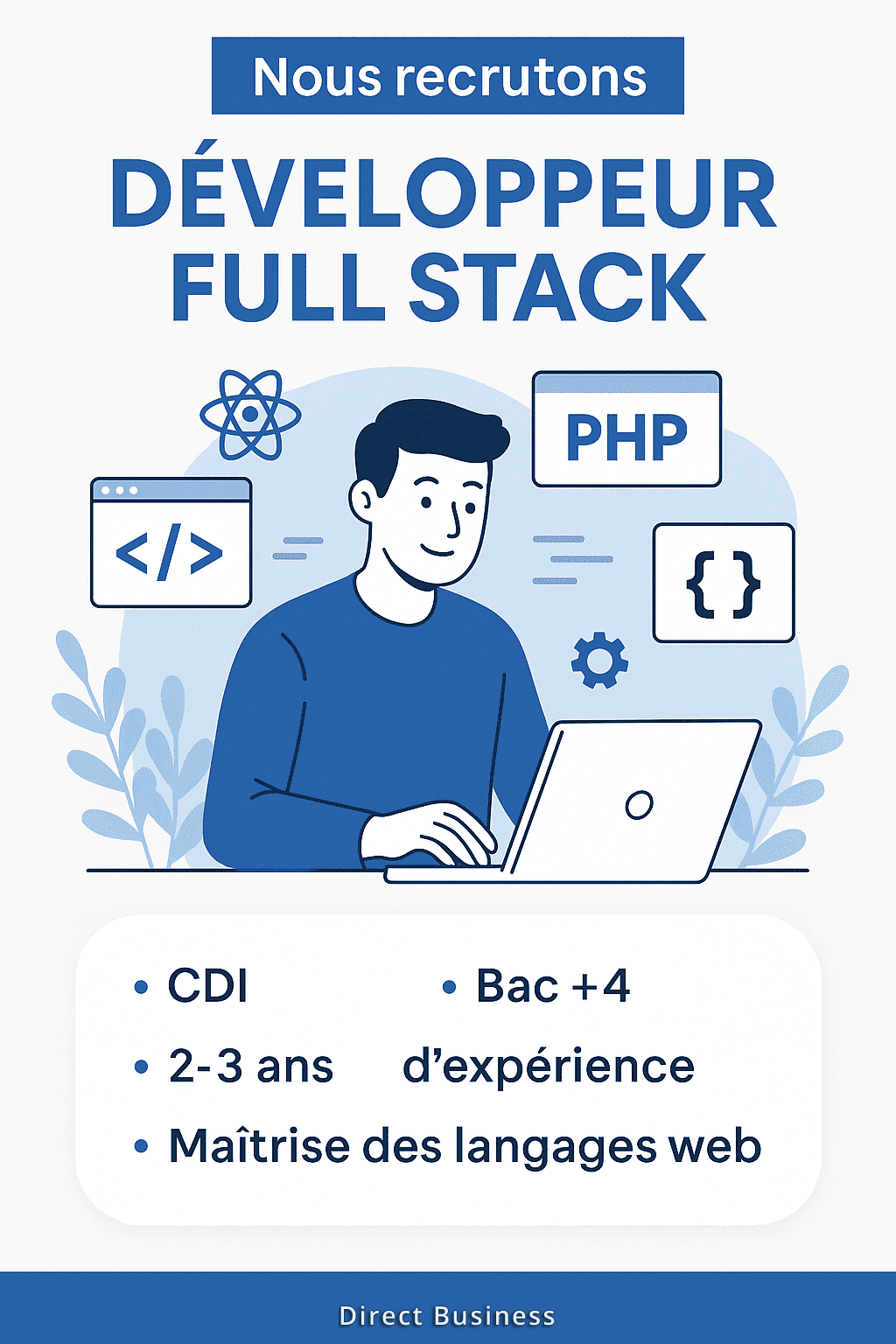 OFFRE D’EMPLOI : Développeur Full Stack Web (H/F)